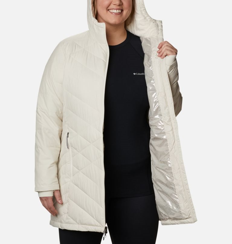 Women's Columbia Heavenly Long Hooded Jackets Cream | Plus Size CA-T8L5C